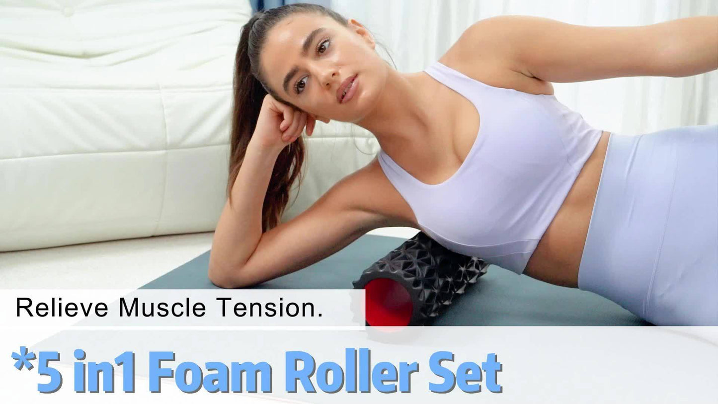 5-in-1 Foam Roller Set For Deep Tissue Massage, Muscle Improved Mobility, High-Density Back Roller For Whole Body Relieves Muscle Pain Muscle Massage