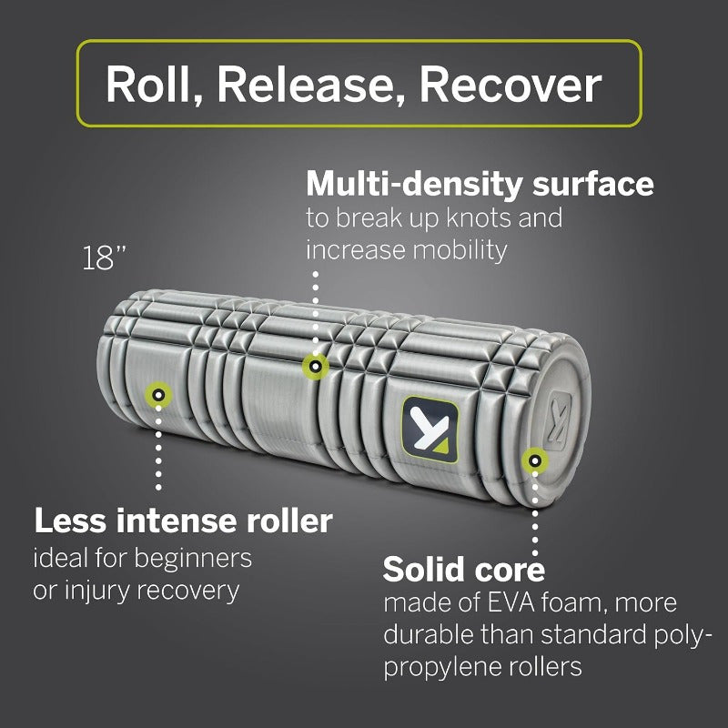 TriggerPoint CORE Foam Massage Roller with Softer Compression for Exercise Deep Tissue and Muscle Recovery - Relieves Muscle Pain and Tightness Improves Mobility and Circulation 12'' 18'' 36''