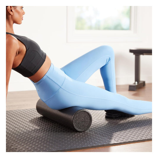 18 inch High Density Foam Roller for Exercise and Recovery - Firm Full Body Athletic Massage Tool for Back Stretching - Yoga, Pilates black